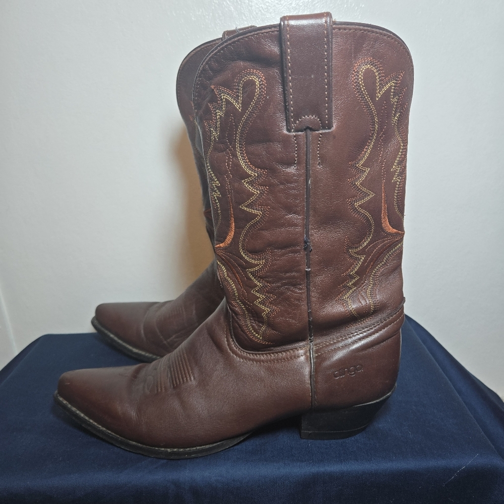 Dingo D1715 Womens Brown Leather Snip Toe Cowboy Boots Embroidery Size 7.5